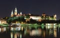 Night Wawel - Royal Castle over the Vistula in Krakow Royalty Free Stock Photo