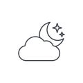 Night weather, cloud and moon thin line icon. Linear vector symbol Royalty Free Stock Photo