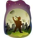 Night of the werewolf with full moon Royalty Free Stock Photo