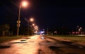 Night wet Road,Water puddles