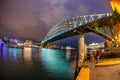 Night wide angle view of Sydney Harbour Bridge, Australia Royalty Free Stock Photo