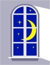 Night window the moonlight, Goodnight. Royalty Free Stock Photo