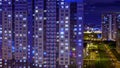 Night window timelapse. architecture of the night city, urbanistic view of the building