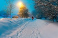 Night Winter City Scene Royalty Free Stock Photo