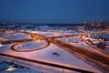 Night winter cityscape with big interchange Royalty Free Stock Photo