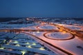 Night winter cityscape with big interchange Royalty Free Stock Photo