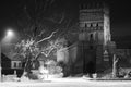 Night winter landscape in the alley of city park Royalty Free Stock Photo