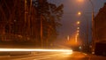 Night winter landscape in the alley of city street Royalty Free Stock Photo