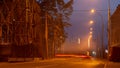 Night winter landscape in the alley of city street Royalty Free Stock Photo