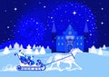 Night winter landscape with a snow queen and castle Royalty Free Stock Photo