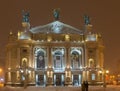 Night winter Lviv city, Ukraine Royalty Free Stock Photo