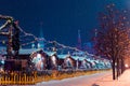 Night winter Moscow in the snow. Red square decorated for New Ye Royalty Free Stock Photo