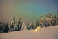 Night winter scene with an igloo snow Royalty Free Stock Photo