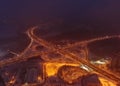 Night winter snowy Moscow ring road