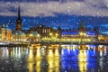 night in winter Stockholm. Sweden Royalty Free Stock Photo