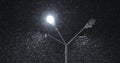 Night Winter Street Lamp With Falling Snow