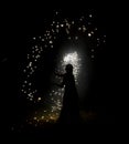 Night wizard silhoutte Royalty Free Stock Photo