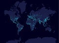 Night world map with population