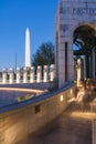 Night at the World War Two Memorial Washington Monument District Royalty Free Stock Photo