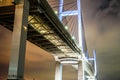Night of Yokohama Bay Bridge taken from Daikokufuto Royalty Free Stock Photo
