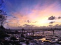 Spectacular sunset over the sea at Nightcliff, Darwin, NT Australia