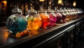 Nightclub bar cocktail glass, alcohol bottle, fresh fruit, celebration decoration generated by AI Royalty Free Stock Photo