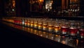 Nightclub bar counter with whiskey bottles in a row generated by AI