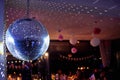 nightclub disco ball with colorful reflections