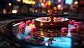 Nightclub gambling success, luck, wealth, addiction, risk, opportunity, fun generated by AI