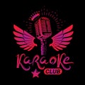 Nightclub karaoke advertising poster composed with winged stage