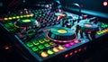 Nightclub mixing, nightlife party, sound mixer control knob generated by AI