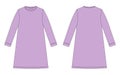 Nightdress technical sketch. Cotton chemise for children. Lilac color