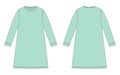 Nightdress technical sketch. Cotton chemise for children. Mint color