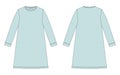 Nightdress technical sketch. Cotton chemise for children. Nightgown. Mint color