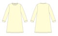 Nightdress technical sketch. Cotton chemise for children. Yellow color