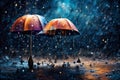 nightfall cascade: 3D vector art of colorful rain shower Royalty Free Stock Photo