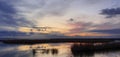 Nightfall on a pond in Camargues ... Reeds and cloud make love