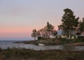 Nightfall at the shore of Lake Vanern, Sweden Royalty Free Stock Photo