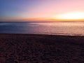 a nightfall sky on the beach of l\'Hermitage, Saint Gilles, Reunion Royalty Free Stock Photo