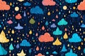 nightfall spectacle: 3D vector art of colorful rain shower Royalty Free Stock Photo