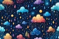 nightfall spectacle: 3D vector art of colorful rain shower Royalty Free Stock Photo