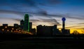 Nightime Silhouette Dallas Texas Dramatic Sunrise Margaret Hunt Hill Bridge and Reunion Tower Royalty Free Stock Photo