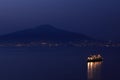 Nightime view of Vesuvius, from Sorrento, Italy