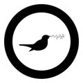 Nightingale singing tune song Bird musical notes Music concept icon in circle round black color vector illustration flat style