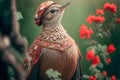 Nightingale wearing Ukraine national dress, Generative AI