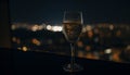 Nightlife celebration in the city, drinking wine outdoors at dusk generated by AI