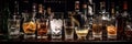 bar counter with a lot of glasses, wine glasses and glasses with alcohol Royalty Free Stock Photo