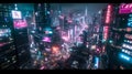 Nightlife in the Cybernetic Urban Jungle./n Royalty Free Stock Photo