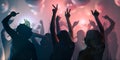 Nightlife and disco concept. Young people are dancing in club Royalty Free Stock Photo