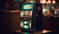 Nightlife fun gambling success at casino bar with slot machines generated by AI